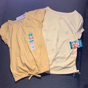 Two yellow size 5 short sleeve shirt.